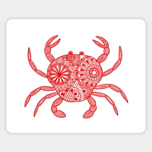 Mandala Crab (red and white) Magnet